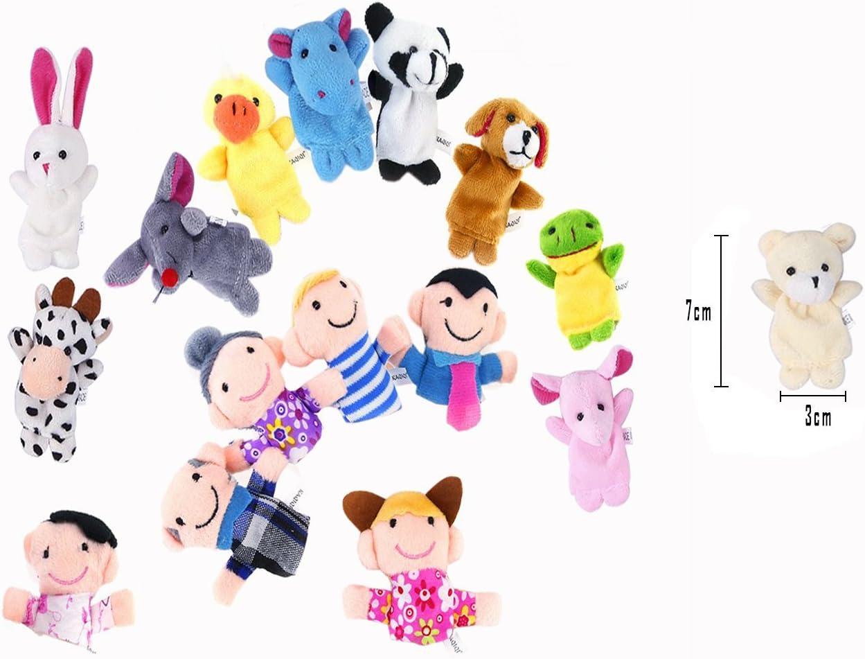 image16 Piece Marionnettes Mains en Forme danimaux Mignons Multicolores Marionnettes Doigts Famille Douce Membre Marionnettes
