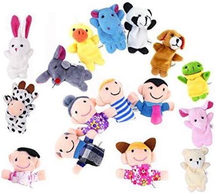 image16 Piece Marionnettes Mains en Forme danimaux Mignons Multicolores Marionnettes Doigts Famille Douce Membre Marionnettes