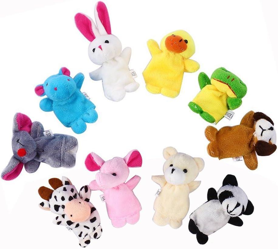 image16 Piece Marionnettes Mains en Forme danimaux Mignons Multicolores Marionnettes Doigts Famille Douce Membre Marionnettes