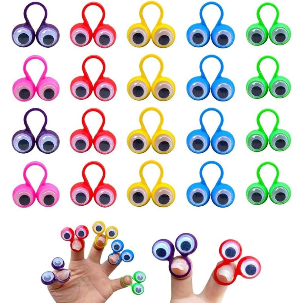 image20 Pices claque doigt marionnettes doigts Jouet color de Doigt doeil de Google marionnette de Doigt dyeux Jouet de faveur de Sac de fte pour la fte dhalloween danniversaire denfants