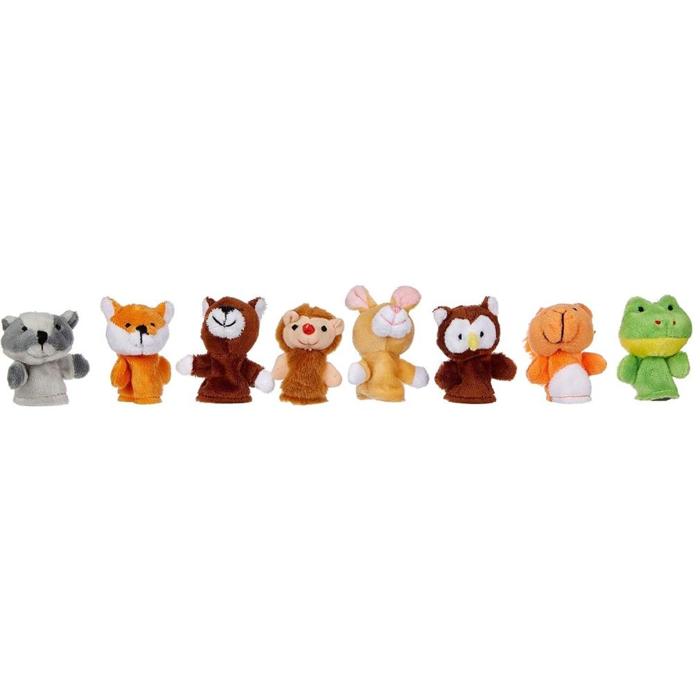 imageGoki 50962 Lot de 8 marionnettes Doigts en Tissu Motif Animaux de la fort