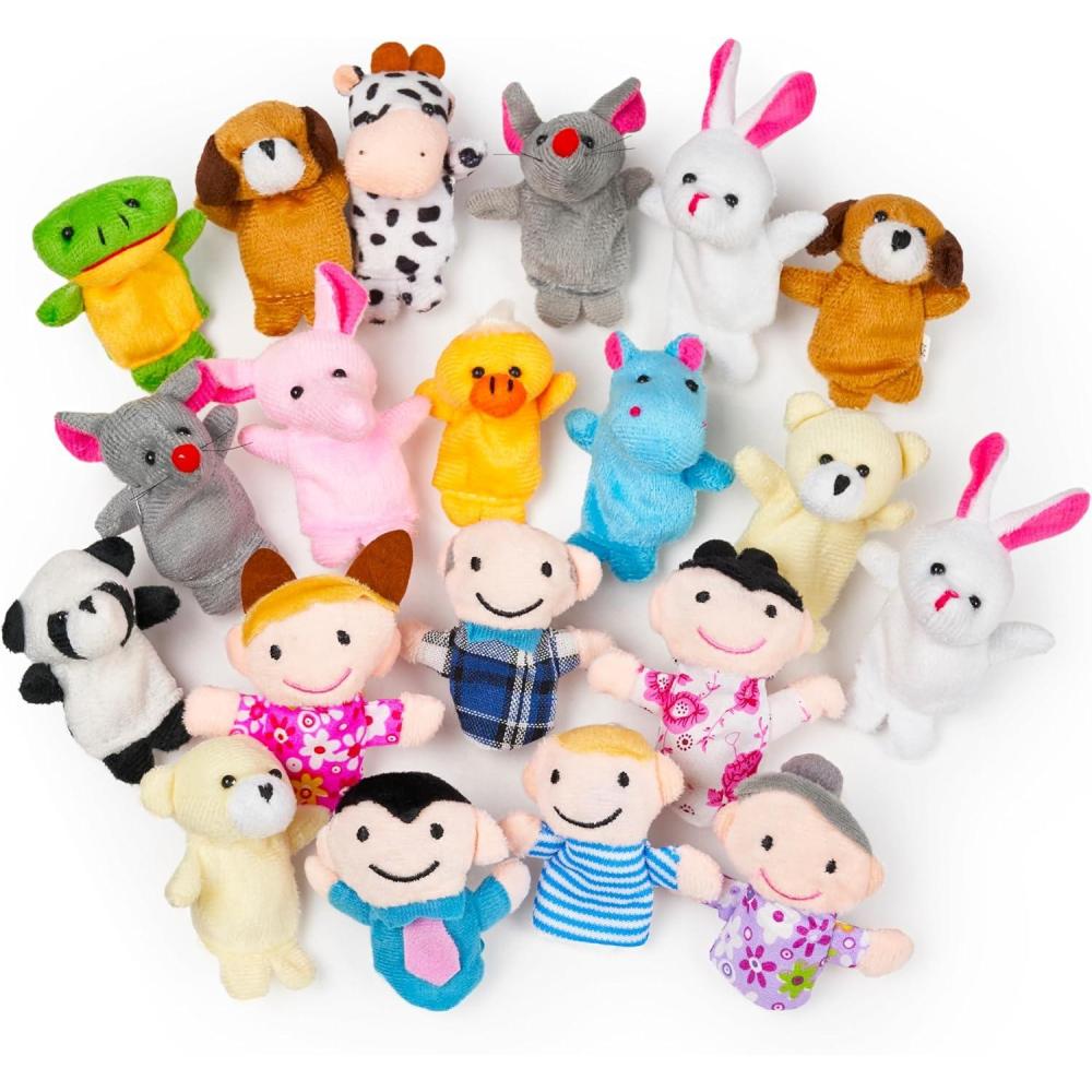 imageTHE TWIDDLERS 20 Marionnettes Doigts en Peluche Marionnettes Main 14 Animaux ampamp 6 Personnes Cadeau pour Bbs ampamp ToutPetits Heure du Conte et Jeux