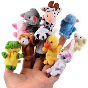 10 x Petit Animal Figurines Marionnette Marionnette À Main Marionnette, Peluche Figure Jouet Accessoires pour Anniversaire Enfants Parti Baptême Bébé Douche Party Faveur Cadeau