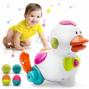 Auby Coffret de 5 Hochets & Anneaux de Dentition – Avec Boîte de Rangement,Jouet Bebe 3 4 5 6 7 8 9 10 11 12 Mois(Canard A)