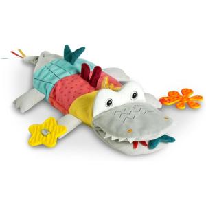 Fehn Gant de jeu Color Friends – Marionnettes à doigts chien, chat et cheval – Jouets sonores pour bébés dès 0+ mois – Gant de poupée avec hochet(Crocodile)