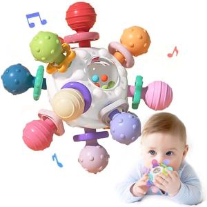 Jouet Dentition Bebe Balle Pour Naissance 0-3 Mois, Sensorielle Jeux d’Eveil Hochet Bébé de développement, Educatif Cadeau Enfant Garçon et Fille 3 6 9 12 mois 1 an