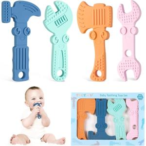 TYRY.HU Anneau Dentition Bebe Jouet Dentition pour Bébé 3 6 Mois en Silicone sans BPA de Qualité Alimentaire pour Garçons et Filles(A)(B)