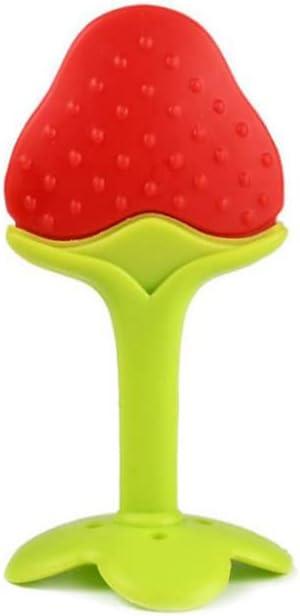 image3pcs jouet de dentition en silicone forme de fruits en silicone doux teether orange aux fraises de dents de dents de dentition de la douleur de la douleur jouet gommes mch pour les toutpeti