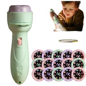 Lampe de Poche projecteur pour, projecteur de Lampe de Poche pour Tout-Petits,Lampe de Poche Jouet 120 modèles – Apprentissage préscolaire, Lampe Torche de Dessin animé, Lampe de Poche de(Vert)