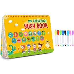 Livre d’emploi préscolaire pour tout-petits, activités d&rsquo;apprentissage préscolaire réutilisables, jouets éducatifs, livres de maternelle avec 8 stylos pour la maternelle