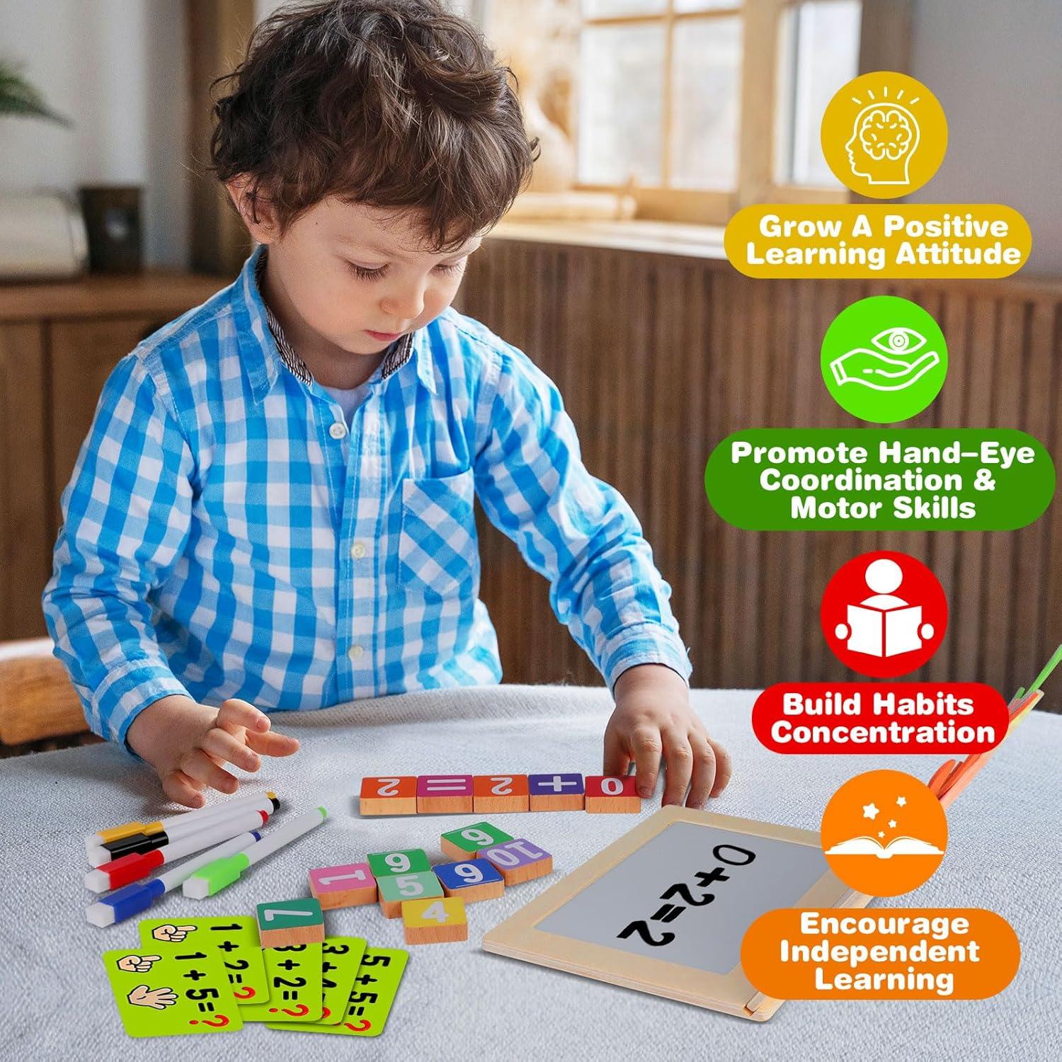imageQuanquer Montessori Jouets Mathmatiques Blocs Numriques pour Garons et Filles de 3 4 5 6 Ans Jouets ducatifs Planche en Bois Jeux de Comptage pour Enfants Cadeaux de Nol AnniversaireNumber Blockdraw