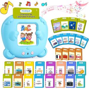 510 Mots Carte Parlante Montessori en Français, Cartes Flash Parlantes Français pour Enfants, Carte Apprentissage Mot Bébé, Jouet Éducatif Enfants pour Cadeau de Fille ou Garcon de 2 à 6 Ans-Bleu(510 Mots Français Bleu)