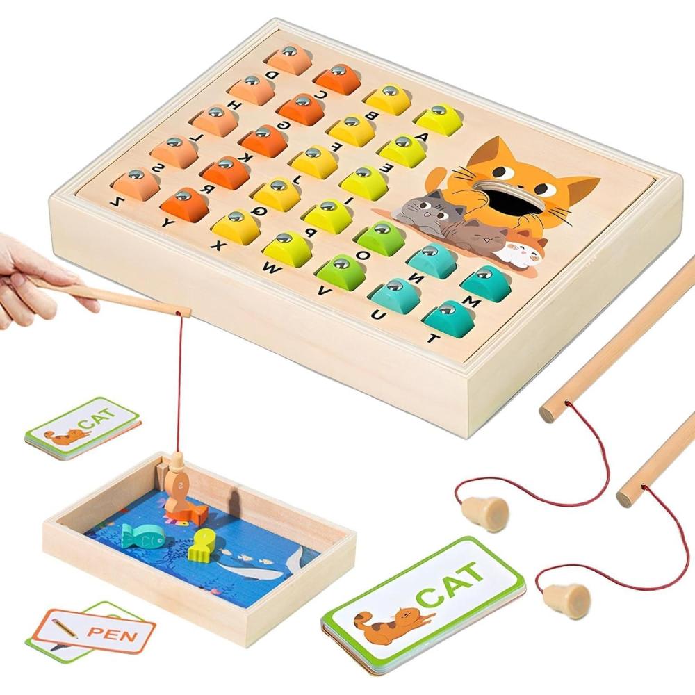 imageJouet de Jeu de pche en Bois Jeu de pche magntique pour Puzzle de tri des Couleurs Jouet dapprentissage prscolaire Puzzle ducatif de tri de Couleurs et de Formes pour partir de 3