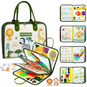 10 en 1 Française Busy Board Jouet Montessori 2 Ans, Ferme Jouets Montessori Enfants Motricité Fine et Jouet Éducatif Sensoriel Préscolaire, Cadeau pour Enfants Garçon Fille 1 2 3 4 5 Ans(Animals)