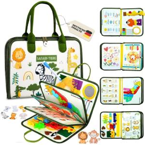 10 en 1 Française Busy Board Jouet Montessori 2 Ans, Ferme Jouets Montessori Enfants Motricité Fine et Jouet Éducatif Sensoriel Préscolaire, Cadeau pour Enfants Garçon Fille 1 2 3 4 5 Ans(German Busy Board)