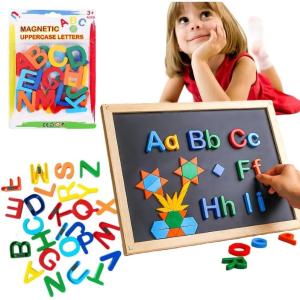 48 PCS Jouet Frigo Éducatif Magnétique de Motif Géométriques Jouet Magnétique Jeu Éducatif pour Apprentissage Aimants pour Préscolaire Aimants Créatifs(lettre majuscule)