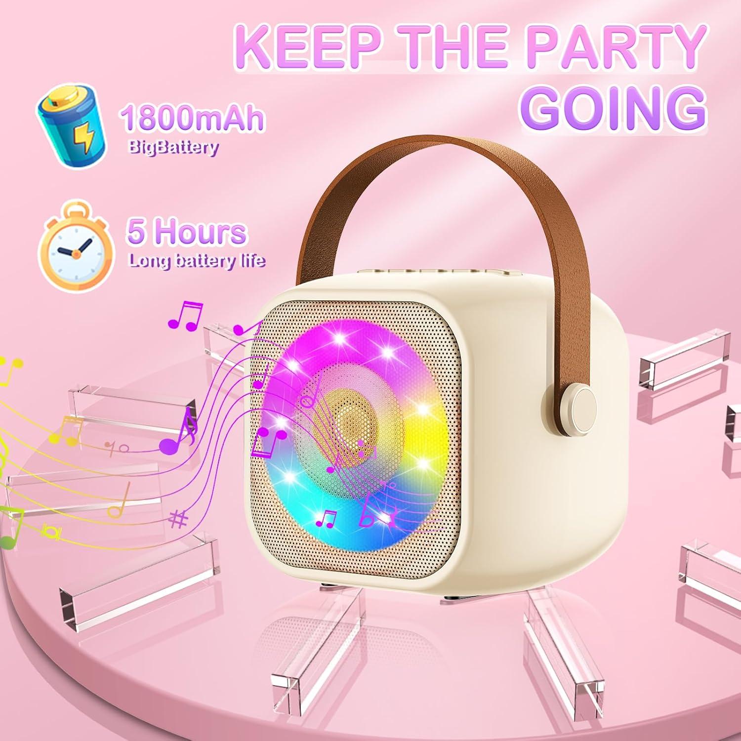 imageKaraoke Enfant avec 2 Microphones Microphone Karaok sans Fil HautParleur Bluetooth avec Micro Jouet de Machine Karaok avec LED Lumire pour Enfant Adulte Fille Cadeau ChanterWhite2Mic