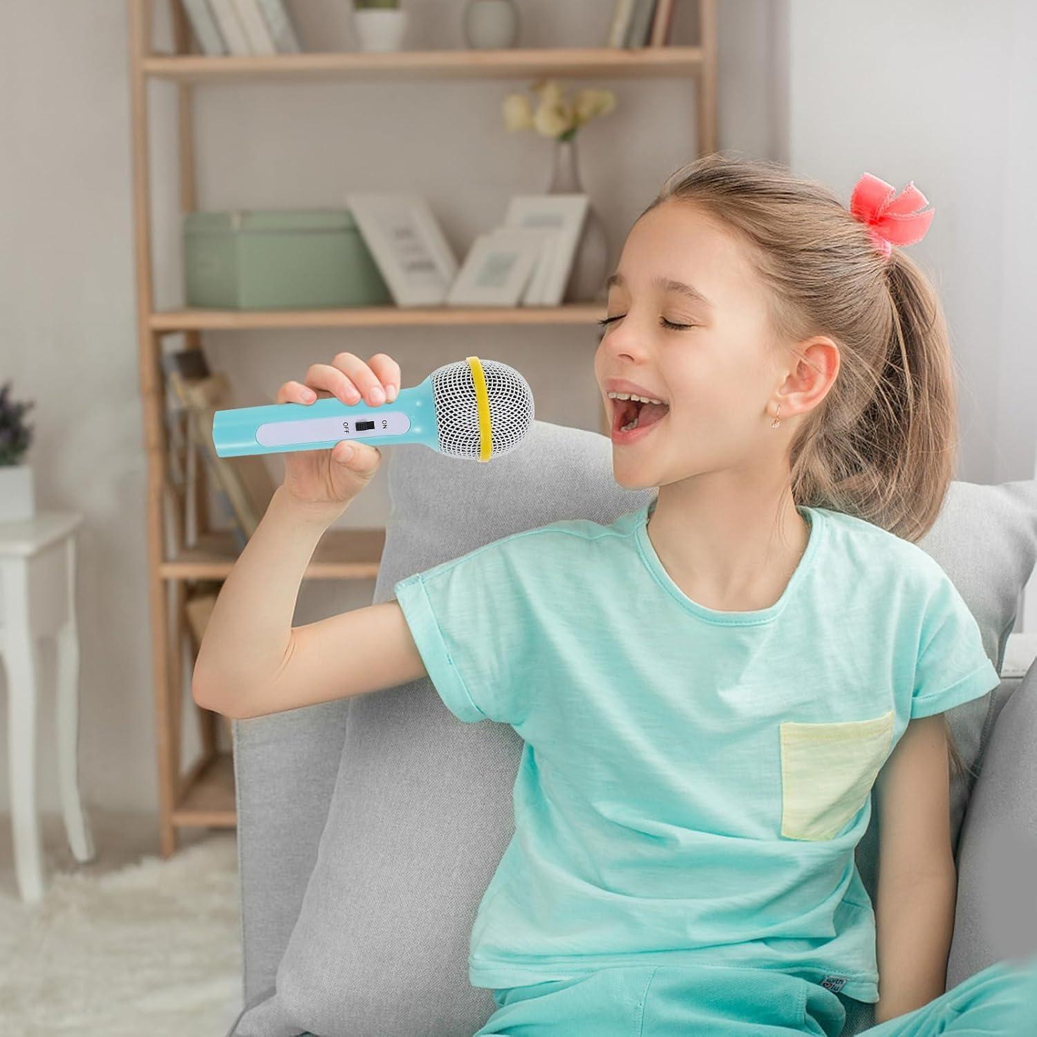 imageMicrophone Jouet Microphone amplificateur 35 mm pour Enfants Micro Jouet Portable avec Prise Jack pour Le Chant lducation prcoce et Les runions de FamilleSkyblue