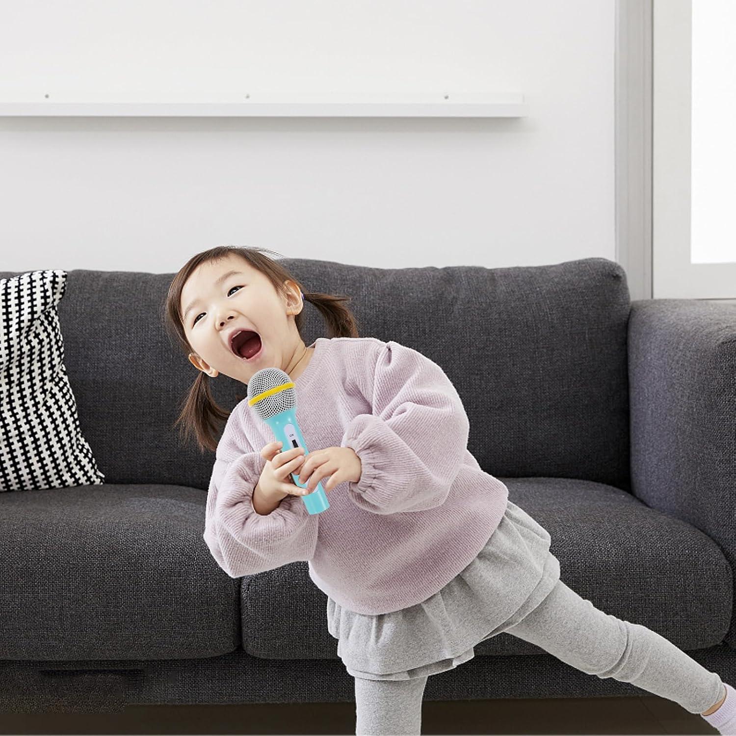 imageMicrophone Jouet Microphone amplificateur 35 mm pour Enfants Micro Jouet Portable avec Prise Jack pour Le Chant lducation prcoce et Les runions de FamilleSkyblue