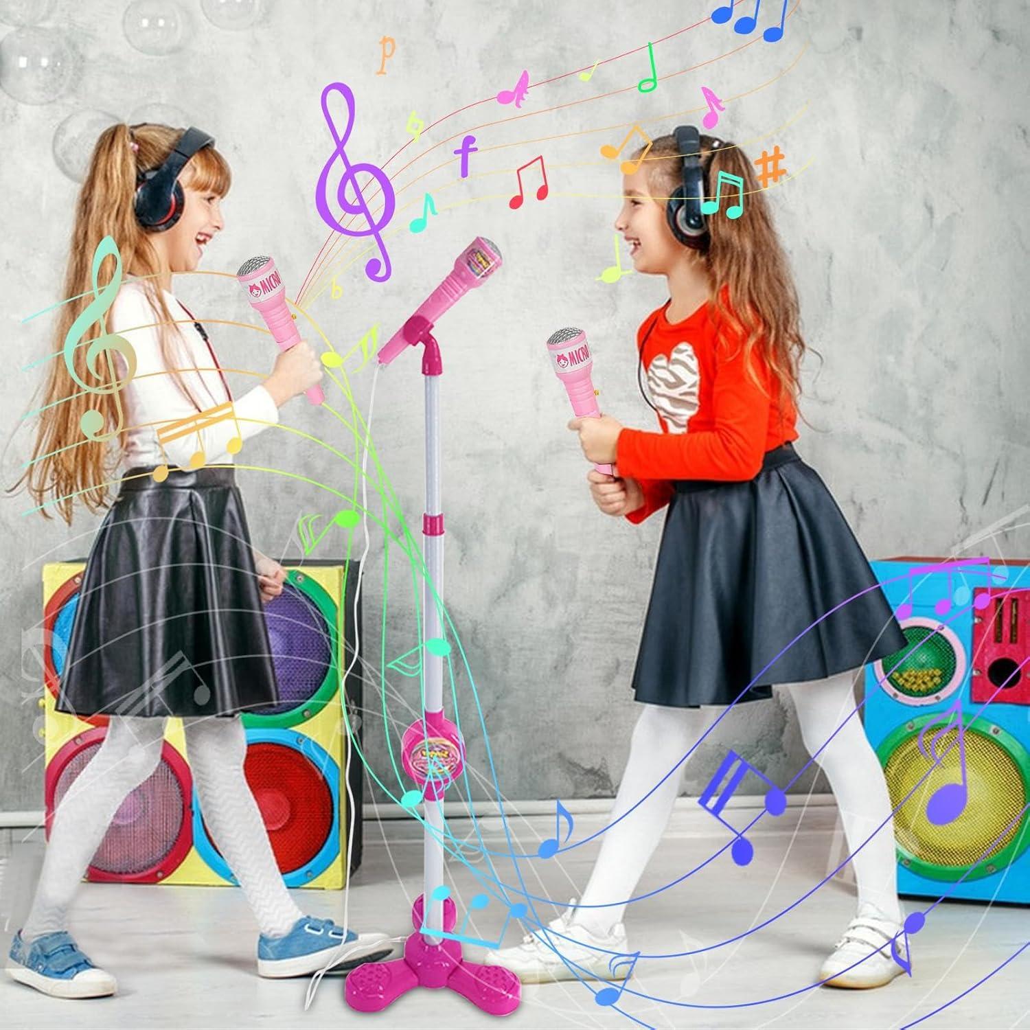 imagePied De Microphone pourMicrophone sur Pied pour Jouet Color avec Support MicroPhone Musical avec Fonction ConnectableOutil De Performance Cratif Filles Garons Et