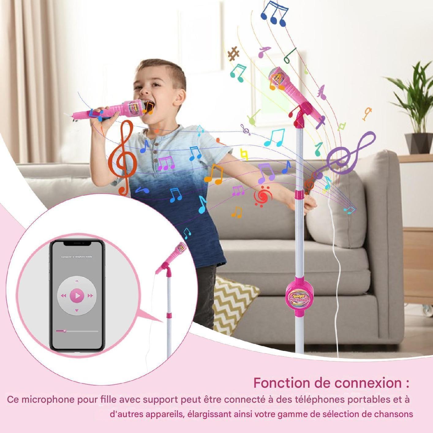 imagePied De Microphone pourMicrophone sur Pied pour Jouet Color avec Support MicroPhone Musical avec Fonction ConnectableOutil De Performance Cratif Filles Garons Et
