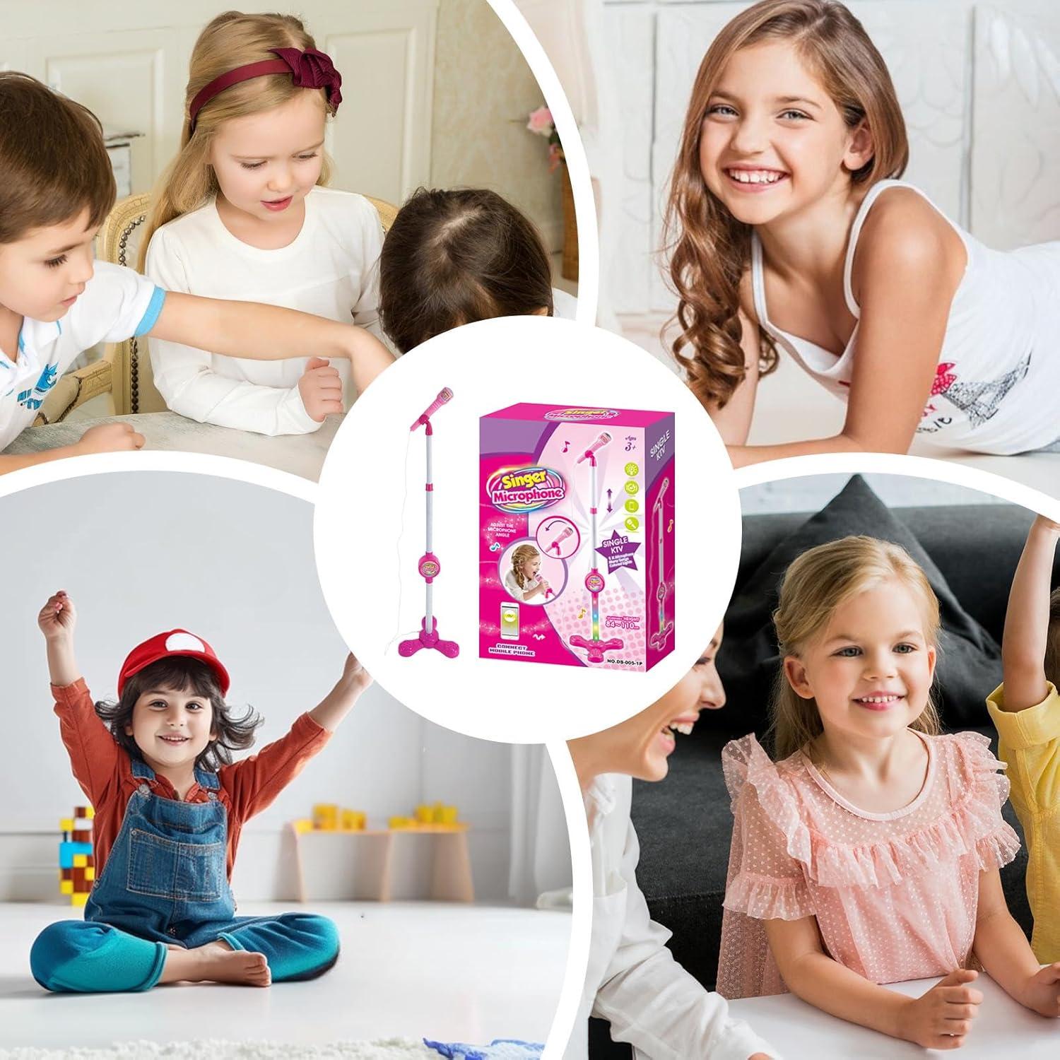 imagePied De Microphone pourMicrophone sur Pied pour Jouet Color avec Support MicroPhone Musical avec Fonction ConnectableOutil De Performance Cratif Filles Garons Et