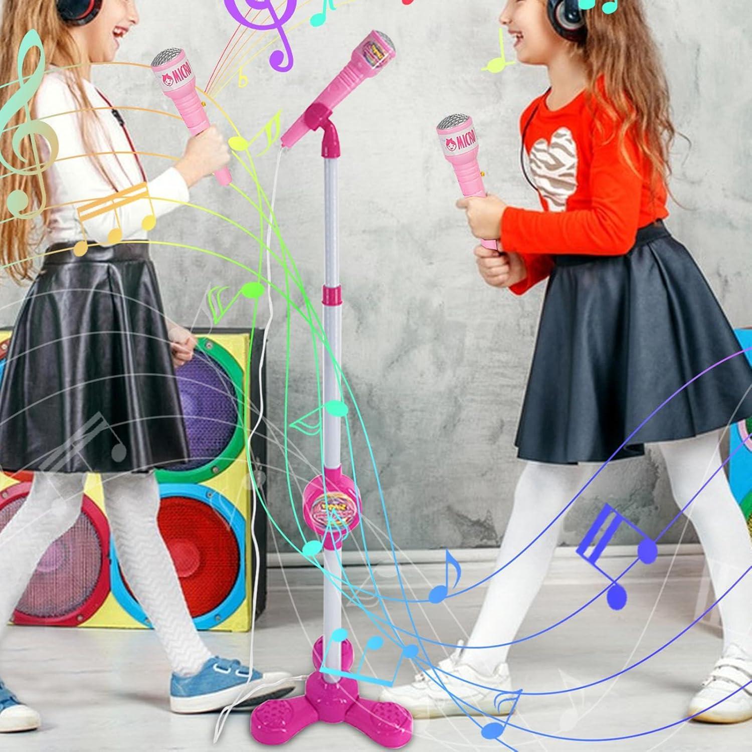 imagePied De Microphone pourMicrophone sur Pied pour Jouet Color avec Support MicroPhone Musical avec Fonction ConnectableOutil De Performance Cratif Filles Garons Et