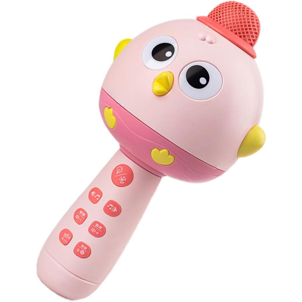 imageMicrophone Jouet pourHautParleur Portable 2 en 1 Forme Poule Jouet Musical Rechargeable avec Lumires LED Idee Cadeau Anniversaire Noel Fetes Familiales pour Garcons et FillesRose