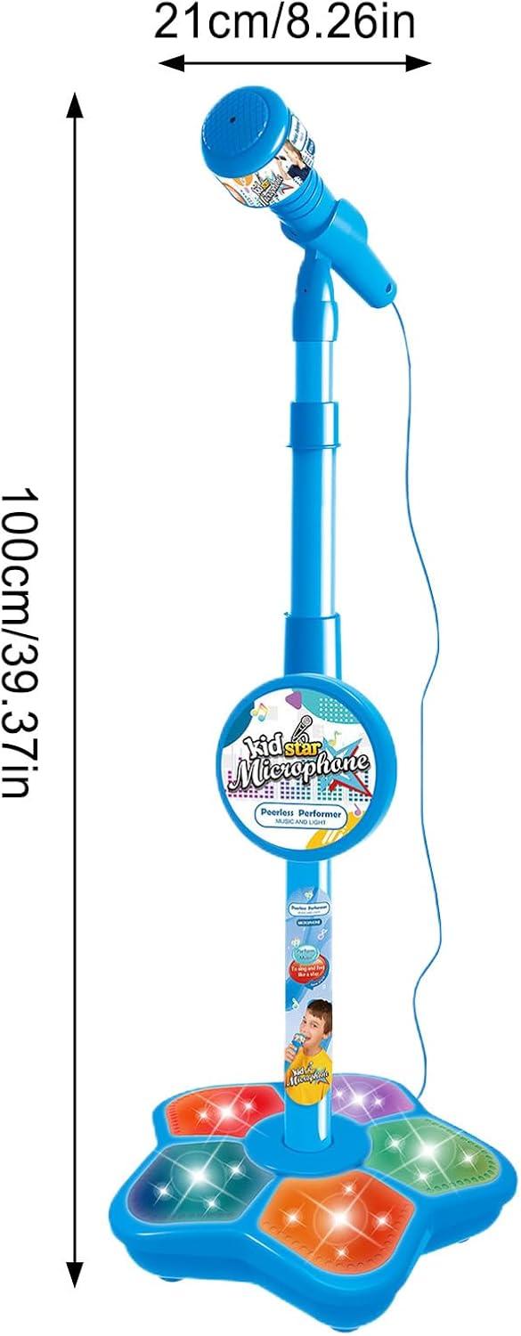 imageJouet Microphone Karaok pour Enfant avec Support Rglable Et Lumire ColoreJouet De Chant Musical pour EnfantBlue