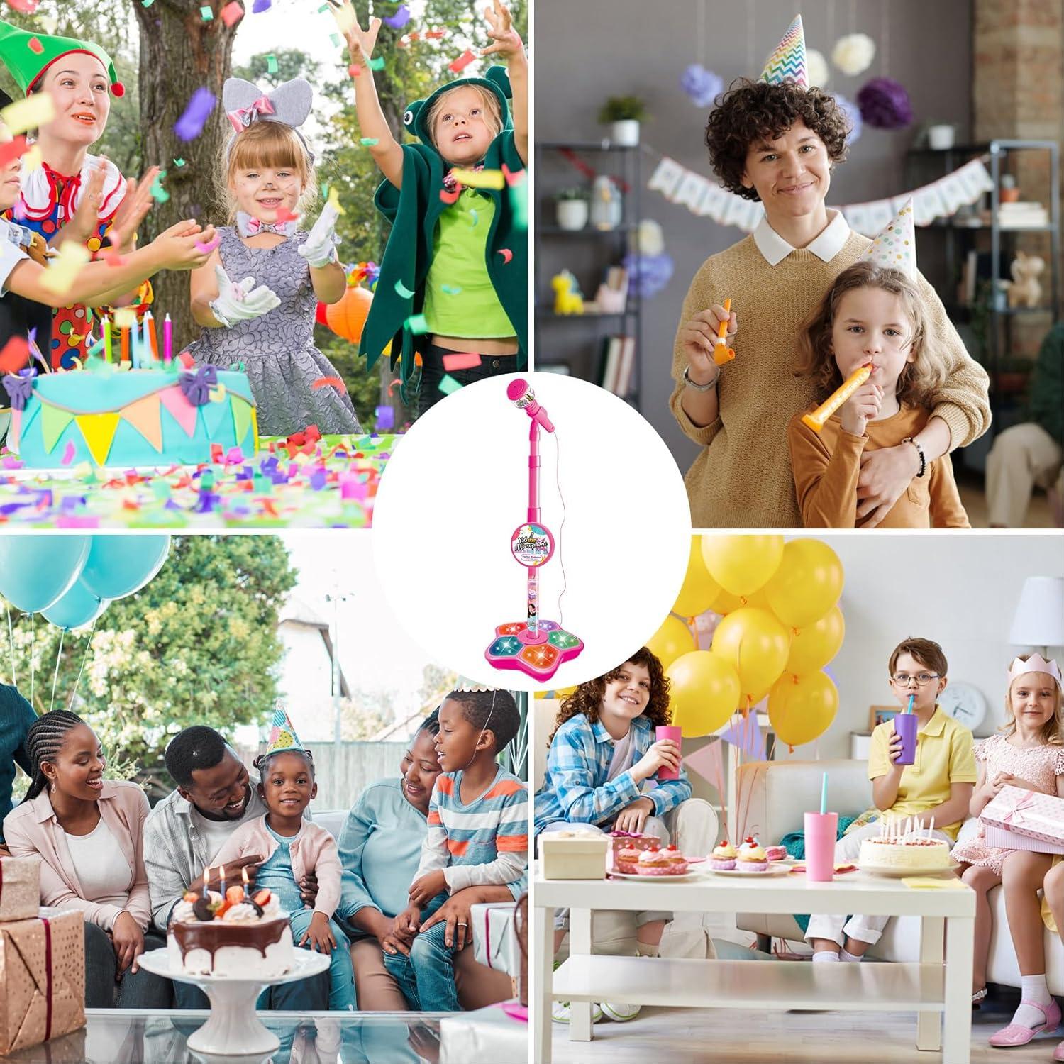 imageJouet Microphone Karaok pour Enfant avec Support Rglable Et Lumire ColoreJouet De Chant Musical pour EnfantRed