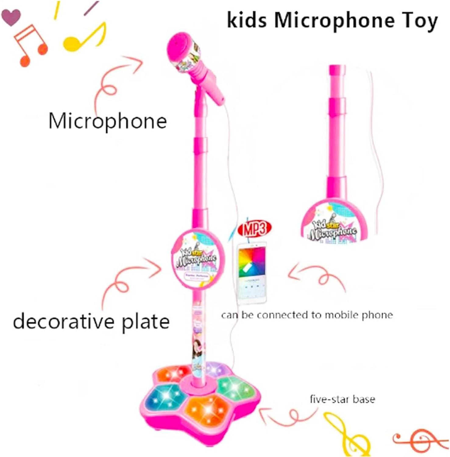 imageJouet Microphone Karaok pour Enfant avec Support Rglable Et Lumire ColoreJouet De Chant Musical pour EnfantRed