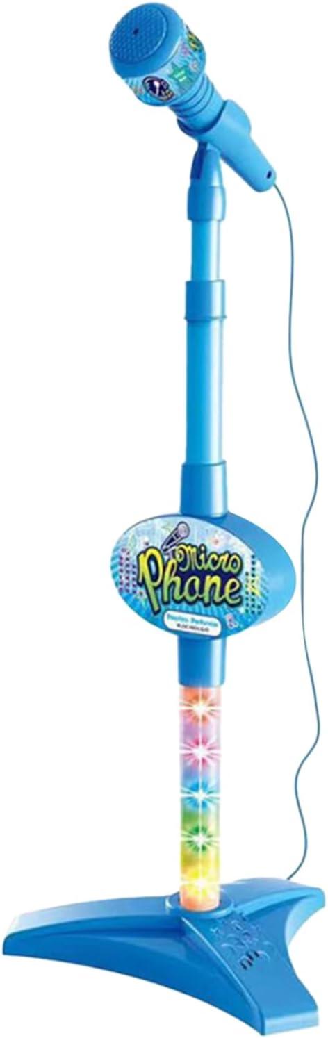 imageMicrophone pour ToutPetits Jouet de karaok sur Pied rglable de 88 cm Microphone Chantant pour avec lumires de scne Clignotantes Unit de Jeu Musical Divertissement interactif amusanBlue