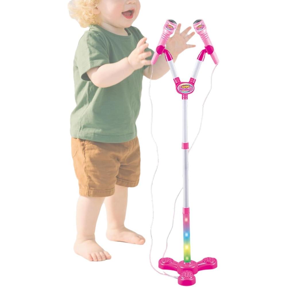 imageMicrophone avec Support pourAccessoires De Karaok avec Lumires Colores Jouet Microphone pourpour Filles Garons Dge Prscolaire Fte Anniversaire Salle De Jeu Spectacle