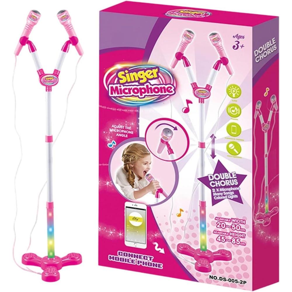 imageMicrophone sur Pied pour Jouet Machine Karaok avec Lumires Colores Jouet pour Chant Karaok pour Garons et Fte danniversaire cole et Maison Spectacles Jeu et Activits en