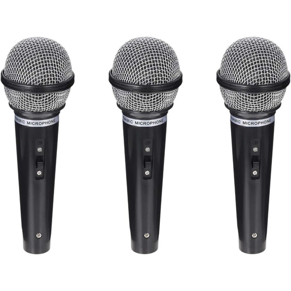 image3 pices Microphone en PlastiqueFaux Accessoires de MicrophoneMicrophoneJouetPlastiqueFauxMicrophoneJouet Simuler NoirFauxMicrophoneJouet Simulerpour scne de karaokfteSpectacleetc