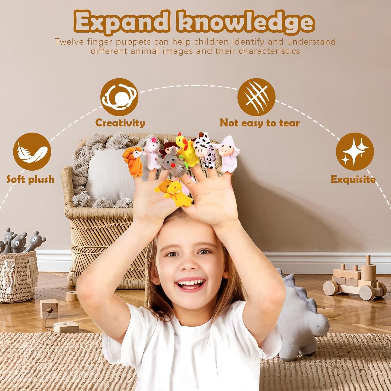 image:imageMarionnettes MainMini PelucheMarionnettes DoigtsEnsemble de Jouets en Peluche Doigts pour Enfants Jouets de Doigt Mignons Cadeaux danniversaire et de fte de Nol12 pices