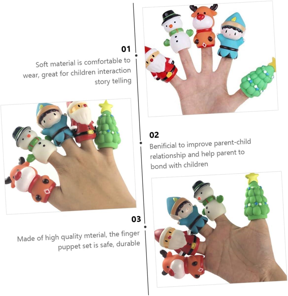 image:imageUPKOCH 5pices Marionnettes Doigts Garon Fille Jouets Didactiques Nol Interaction Jouet Doigt Souple ducatif pour Garons Filles
