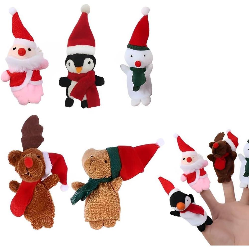 image:image5 Pices Marionnette Doigt Nol Marionnettes Doigts Set Mignon Peluche Poupe Doigt Nol Bb Doigt Poupe Jouets De Marionnette Main En Velours Bambins ducatif Fte Fournitures