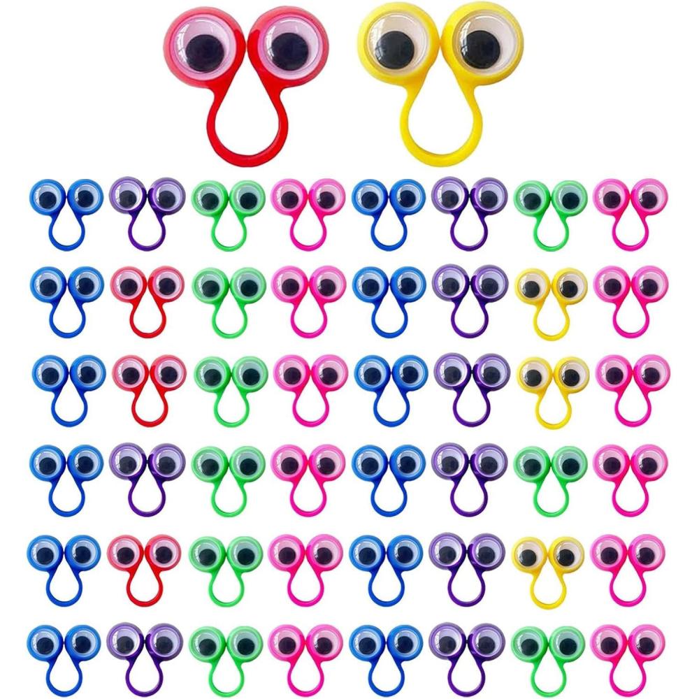 image:imageMarionnettes Doigts Yeux 50 Pices Anneaux Yeux Enfant Set de Marionnettes Doigt en 6 Couleurs Cadeaux de Fte Anneaux pour Les Garons et Filles