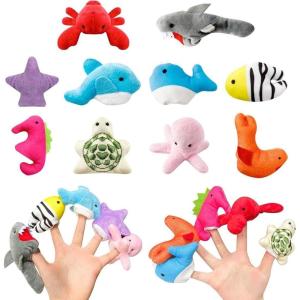 10 Pièces Marionnette à Doigt Marionnettes à Doigts Set Mignon Peluche Poupée Bébé Doigt Poupée Jouets de marionnette à Main en Velours Bambins Éducatif Pâques Fête（animaux marins）(animaux marins)