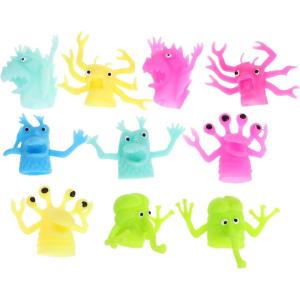 10 Pièces Marionnettes à Doigts Monstres TPR Jouets de Rôle Amusants et Élastiques pour Garçon Fille et Adultes Styles Aléatoires