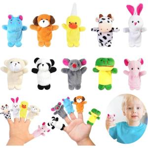 10 Pièces Marionnettes à Main Famille Peluche Animaux, Mini Marionnettes à Doigts Peluche Jouets Éducatifs, Fingerlings pour L&rsquo;éducation Petite Enfance à Doigts pour Conter Histoires