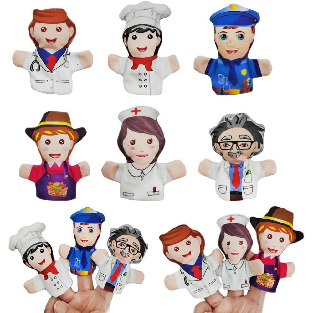 image:image6 Pices Marionnettes  Doigts ducatives Famille en Velours Doux Cadeau Idal Pques Nol Anniversaire Jeu de Rle ParentEnfant 6 Mtiers Diffrents
