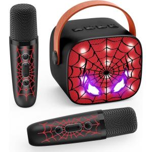 Braxel Cadeau Garcon 3-12 Ans, Micro Karaoke Enfant avec 2 Micro sans Fil Bluetooth Spider Jouet Garcon 3-12 Ans Micro Enceinte Karaoké Cadeau Noel Enfant 3-12 Ans Microphone Enfant pour Chanter(Style C)