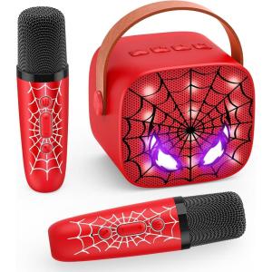 Braxel Cadeau Garcon 3-12 Ans, Micro Karaoke Enfant avec 2 Micro sans Fil Bluetooth Spider Jouet Garcon 3-12 Ans Micro Enceinte Karaoké Cadeau Noel Enfant 3-12 Ans Microphone Enfant pour Chanter(Style B)