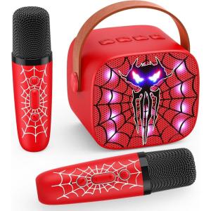 Braxel Cadeau Garcon 3-12 Ans, Micro Karaoke Enfant avec 2 Micro sans Fil Bluetooth Spider Jouet Garcon 3-12 Ans Micro Enceinte Karaoké Cadeau Noel Enfant 3-12 Ans Microphone Enfant pour Chanter(Style A)