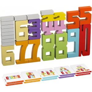 27 pièces Blocs Numériques,Jouets Blocs Numériques Sensoriels Montessori,Chiffres Colorés Empilables en Bois,Apprentissage du calcul pour Les Enfants à partir de 3 Ans