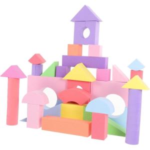 52pièces Blocs De Construction Mousse Eva Jouets Forme Et Couleur pour Tout-Petits Blocs Empilables Éducatifs