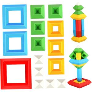 Blocs D&rsquo;Empilement Pyramide Empiler Les Blocs De Construction De Jouets Couleurs Vives Pyramide Building Toy for Kid Early Educational Toy for Kids Birthday Gift 45pcs(45pcs)