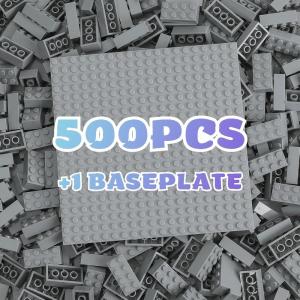 1000 Block Pack, Assiettes de Base empilables Classiques, 3 Assiettes de Base Bleues, Grises et Vertes de 6,3 po x 6,3 po, compatibles avec Toutes Les Grandes Marques(Dark Gris)